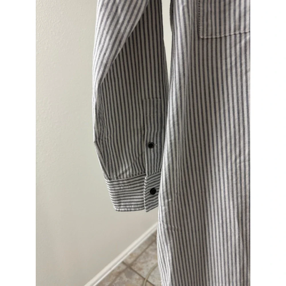 Everlane Oxford Shirtdress‎ Blue White Stripe Organic Cotton Belted Midi Dress